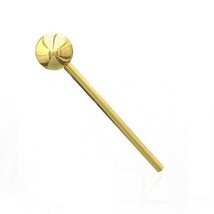 3mm Round Plain Bead Ball 14k Solid Gold 10mm Straight End Jeweled Nose Stud 22G - £42.97 GBP