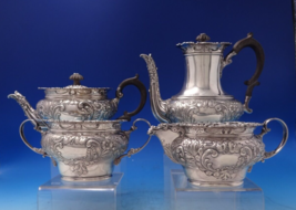 Robert Hendery Canadian Sterling Silver Tea Set 4pc Chased with Ebony  (... - $4,066.47 CAD