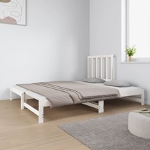 Rustic White Wooden Pine Wood Pull Out Daybed Day Beds Sofa Bed Single D... - $234.11