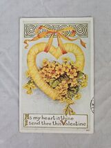 Vintage 1910 Valentine Postcard Yellow Flowers Heart Wreath - $5.93