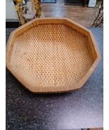 Vintage 14&quot; Woven Bowl Basket Handmade Mid Century Boho - $40.69 CAD