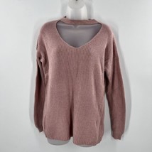 American Eagle Womens Pink Choker V Neck Long Sleeve Pull Over Sweater S... - $23.74