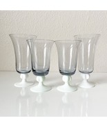 4 - MCM Iced Tea Glasses Goblets White Stem Blue Flared Corana Eclectic ... - $49.64