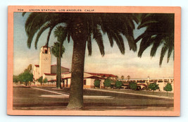 Postcard Los Angeles California Union Station Passenger Terminal Train 1940s - £5.53 GBP