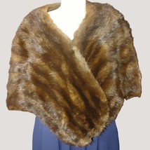 Brown Mink Fur Stole Shawl Wrap Vintage Lined Clasic Design - $142.36