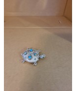 Turquoise and Silver Tone Turtle Brooch - $54.88 CAD