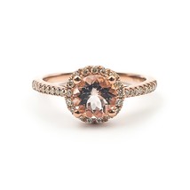 9K rose gold morganite and diamond engagement ring/1.00ct morganite engagement r - £1,486.80 GBP