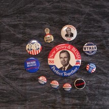 11 Vintage Political Pinbacks: Nixon, Lodge, Dewey Bricker, Archie Bunker, Bush - $24.69