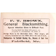1906 F.T. Brown Blacksmith Horseshoes Advertisement Fairfield Maine Meta... - $29.99