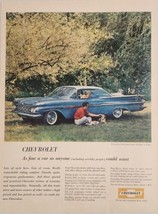 1959 Print Ad Chevrolet Impala 2-Door Sport Coupe Couple &amp; Dog Blue Chevy - $22.48