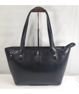 Vintage 1970&#39;s Ralph Lauren Black Leather Tote Handbag Embossed Logo - €61,49 EUR