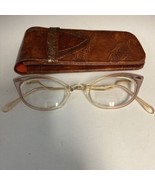 Faberge Vintage Cat Eyes Eyeglasses Frames “Russet” 49[ ]24 145 &amp; Leathe... - $37.57