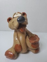 Bill Hicks Pottery Bear Figurine Handmade Studio Art Signed Honey Pot - $23.36