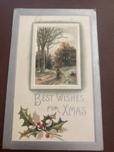 Christmas Best Wishes Country Road Forrest Embossed c1910 Postcard - £4.63 GBP