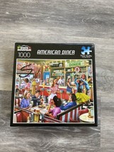 WHITE MOUNTAIN 1000 PIECE JIGSAW PUZZLE - AMERICAN 50&#39;S DINER - COMPLETE - $8.95