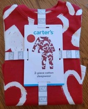 NWT Carter&#39;s 12M 2 Piece Cotton Sleepwear Red With White Hearts Unisex - $12.86