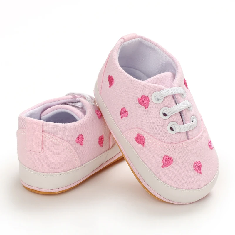 Best Sneakers Heart Embroidered Casual Baby Shoes Baby Girl Crib Shoes Cute Soft - £44.19 GBP