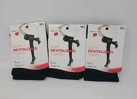 Hanes Silky Revitalizing Tights Opaque Leg M/L Black Graduated Compressi... - $19.80