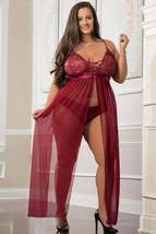 G-World 2 Pc Empire Waist Laced Sheer Long Dress and Panty - £37.70 GBP