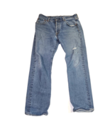 Levis 501 Button Fly 33x30 Used Distressed Faded BlueJeans Classic Straight - $29.77 CAD