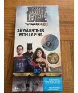 Justice League Valentines Day Cards 16 Count 16 Pins - $19.68