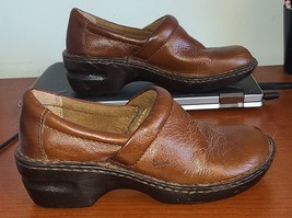Born Women&#39;s Toby Duo Cognac Slip On Mule Shoes Size 7.5 Brown - £15.01 GBP