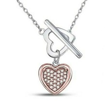 18 inch Sterling Silver Diamond Fashion Heart Necklace 1/10 ctw - £367.33 GBP