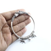 Ethnic Real 925 Silver Oxidized Elephant women&#39;s Bracelet Bangle - Single - £67.41 GBP