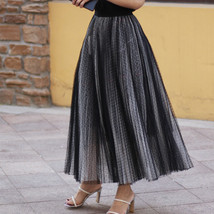 Gray Full Pleated Tulle Skirt Outfit Women Custom Plus Size Long Tulle Skirt image 11