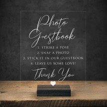 Acrylic Photo Guestbook Wedding Sign With Stand | Lucite Clear Guestbook... - £27.05 GBP