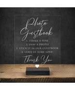 Acrylic Photo Guestbook Wedding Sign With Stand | Lucite Clear Guestbook... - £26.62 GBP