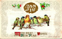 Vtg Postcard 1910 John Winsch A With Best New Year Wishes Gilded Embossed UNP - £7.08 GBP