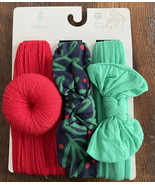 NWT Baby Girl Headwraps 3-Pack Headbands Size 0-6 Months Christmas Holiday - $3.49