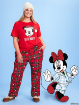 Old Navy Womens 2X Disney Red Plaid Flannel Pajama Pants Mickey Minnie C... - $43.51