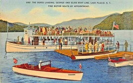 Lake Placid New York~Doris LANDING-GEORGE &amp; Bliss Boat LINE-FINE Boats Postcard - £7.68 GBP