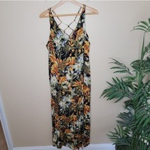 Vintage 90s Scarlett | Tropical Floral Strappy Back Button Front Maxi Dr... - £26.75 GBP