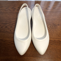 CROCS Eve Flats Womens 10 White Iconic Comfort Pointy Toe Slingback Ball... - $34.18