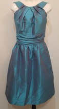 Alfred Sung Dress Fusion Blue Aqua-ish Halter-Look Size 8 Formal Bridesm... - £47.29 GBP