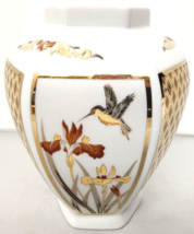 Chokin Art Jar Golden Chokin Hummingbird Flowers Artmark Vintage 1987 Japan - £18.39 GBP