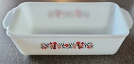 Vintage 1960s Fire King Primrose Pink &amp; Red Flower ~ 1 Qt Casserole Loaf Pan (2) - £23.91 GBP