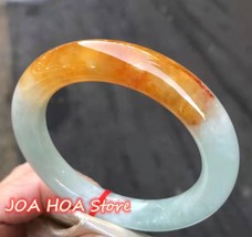 New Natural Myanmar Jadeite Floating Yellowness Jade Bracelet Rare Bangle Exquis - £142.33 GBP