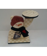 Country decor painted wooden snowman small round plant pot holder drink ... - $47.65 CAD
