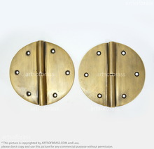 Solid Brass Round Ordinary Hinges - 3.77&quot; Vintage Cabinet Door Hinge - £25.17 GBP