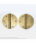 Solid Brass Round Ordinary Hinges - 3.77" Vintage Cabinet Door Hinge - $32.00