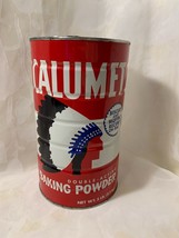 Vintage Large Calumet Baking Powder Metal Tin Can Empty Sides w/Ridges 5 lb. Can - £15.60 GBP