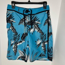 Quicksilver Board Shorts Mens 28 Blue Purple Floral Hawaii Swim Trunks 2... - $18.73