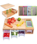 Bamboo Cutting Board with Containers - Meal Prep Station with Removable ... - £54.70 GBP