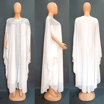 Rhinestones  Dress for Women Kaftan  Clothing Robe  Femme Chiffon Evening Long  - £96.13 GBP