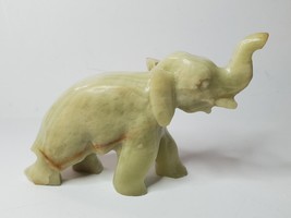  Onyx Elephant Trunk Up Hand Carved 4.5&quot; x 2.5&quot; Stone Figurine Wisdom Protection - £15.40 GBP