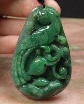 Certified Green Natural A Jade jadeite pendant Phoenix Yuan Bao Money Coin 凤凰 - £225.68 GBP